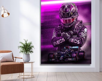 Lewis Hamilton F1 Canvas Print: Mercedes Race Car Wall Art Father's day gift