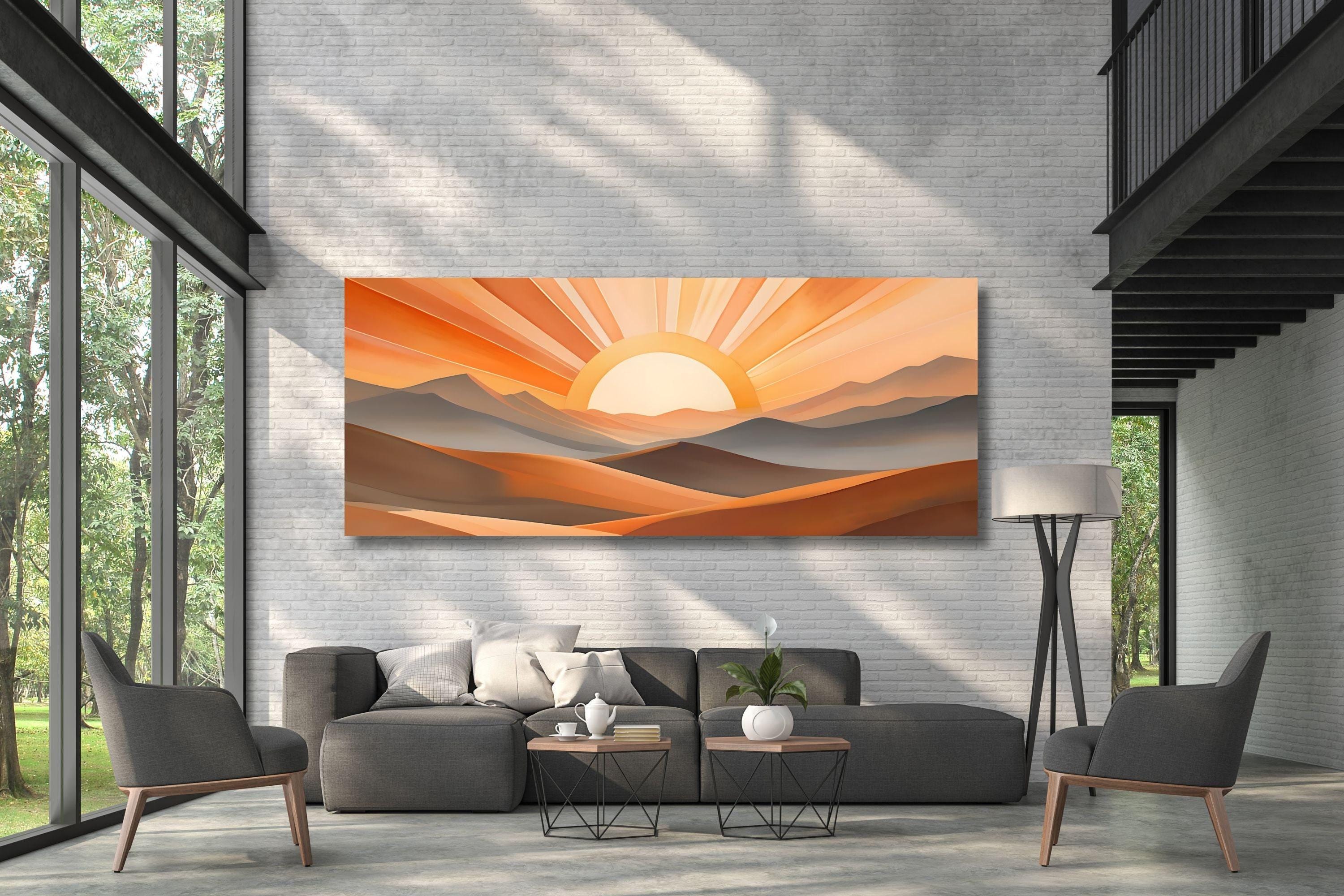 Wall Rising Imagine Panoramic Funny Sunrise Wood Wall Art Above Bed Decor Canvas Wooden ...