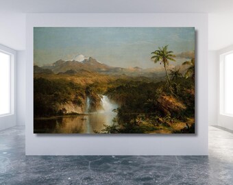 View of Cotopaxi (1862) by Frederic Edwin Church Canvas Wall Art Cotopaxi Art Print Cotopaxi Canvas Art,Abstract Painting Mother's day gift
