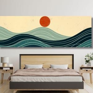 Panoramic Sunrise Wood Wall Art Above Bed Decor Canvas Wooden Long Sunshine Bedroom Wall hanging setting sun rising sun Christmas Gift