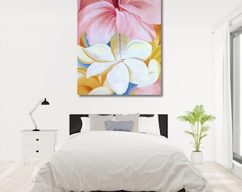 Georgia O'Keeffe Wall Art, Georgia O'Keeffe Canvas Art Prints, Abstract Floral Paintings by Georgia O'Keeffe, Hibiscus With Plumeria poster