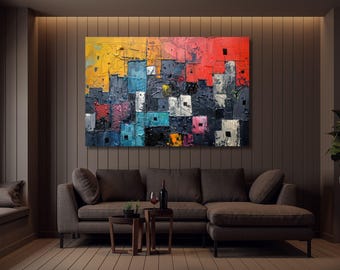 Marble Canvas Painting,Red Abstract Art, Red Abstract Glass Decor, Red Print, Abstract Wall Art, living room wall art, Gift