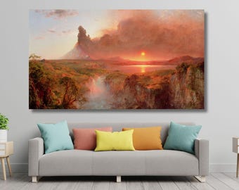 View of Cotopaxi (1862) by Frederic Edwin Church Canvas Wall Art Cotopaxi Art Print Cotopaxi Canvas Art,Abstract Painting Mother's day gift