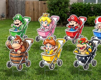 baby mario kart Cutouts super Birthday Party, yard sign, lawn sign, backdrop centerpiece