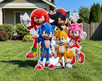 Sonic Cutouts Birthday Party Photo prop yard sign lawn coroplast