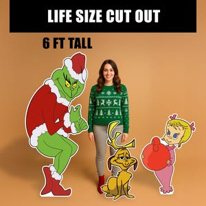 BIG Grinch Cutout Sign Lifesize Decorations, standee, decor, bord gazon, Who