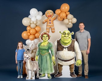 Accesorios de decoración recortables de Shrek para fiesta de cumpleaños, accesorios fotográficos de coroplast
