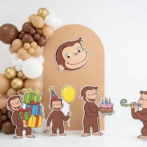 Curious George cutout standee decor props birthday party photo prop coroplast