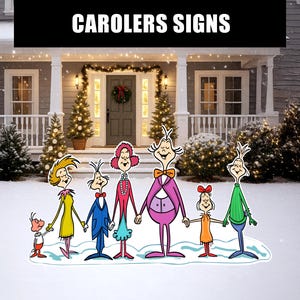 Whoville Carolers Kerstzangers Knipseldecoraties, standee, Villedecor, bord tuin, Who Christmas