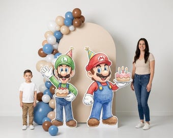 Mario Scherenschnitte Birthday Party Mario und Freunde mit Kuchen Hofschild Coroplast