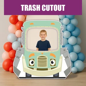 Trash Truck Photo prop cutout Garbage truck themed birthday coroplast