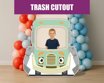 Trash Truck Photo prop cutout Garbage truck themed birthday coroplast