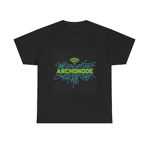 Camiseta Archonode Circuit Wifi / Logotipo tecnológico, diseño cyberpunk verde neón