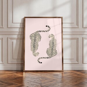 Pink Cheetahs Trendy Wall Art Print, Aesthetic Room Decor (Digital Download)