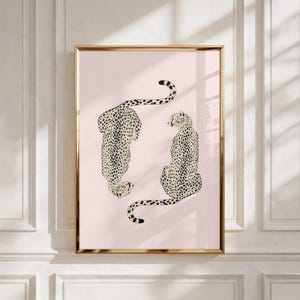 Pink Cheetahs Trendy Wall Art Print, Aesthetic Room Decor (Digital Download)