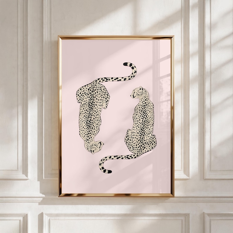 Pink Cheetahs Trendy Wall Art Print, Aesthetic Room Decor (Digital Download)
