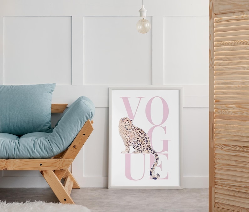 Vogue Cheetah Trendy Art Print: Aesthetic Room Decor (Digital Download)