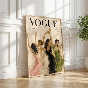 Vintage Vogue Women Dancing Magazine Cover Art Print, Trendy Room Decor (Digital Download)