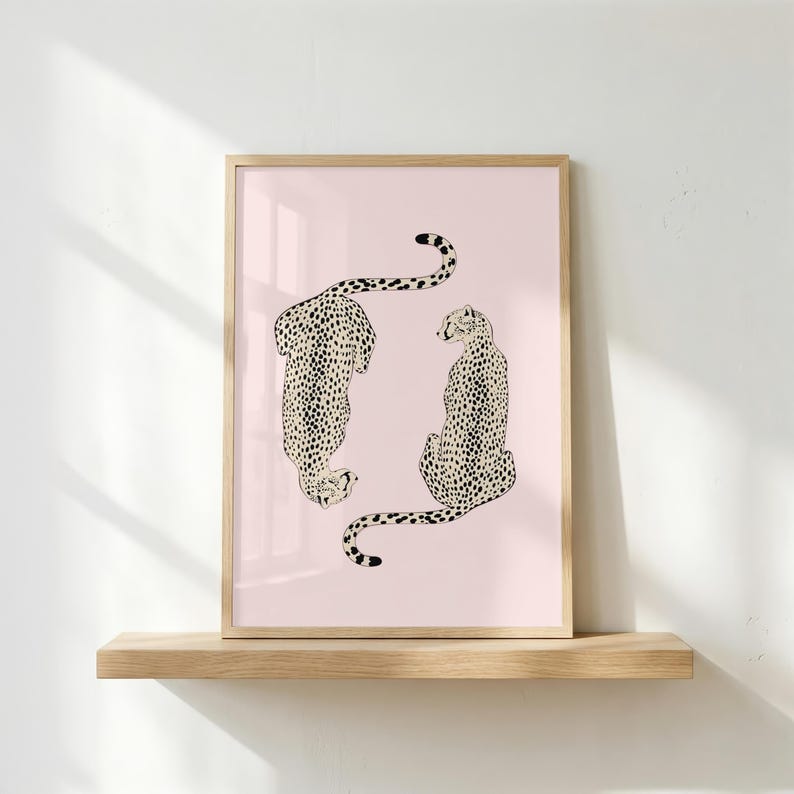 Pink Cheetahs Trendy Wall Art Print, Aesthetic Room Decor (Digital Download)