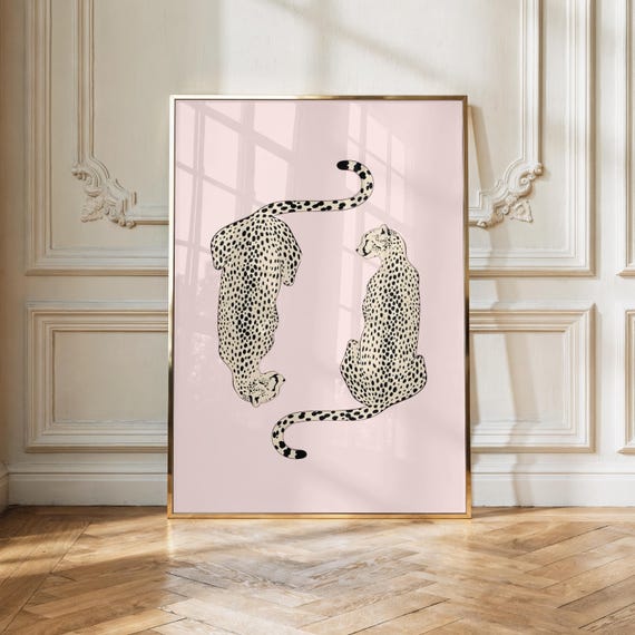 Pink Cheetah Art Print, Trendy Wild Animal Room Decor (Digital Download)