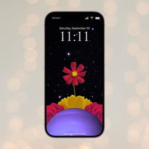 Phone Wallpaper I Galactic Blooms I Bright Florals in Space I Digital Collage iPhone Lock Screen Background I Instant Download