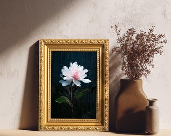 Original Peony Flower Oil Painting: Home Wall Art Decor, Hand Painted Small Floral Artwork, Christmas Gift for Friends,  Vintage Still Life