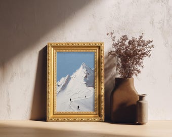 Small Snow Mountain Oil Painting, Original Hand Painted, Landscape Artwork, Modern Living Room Wall Art Decor, Christmas Gift for Friend