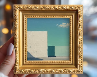 Original minimalistisches Landschaftsölgemälde, kleine moderne Wandkunst, handgemachtes Leinwandkunstwerk, Wohndekorgeschenk