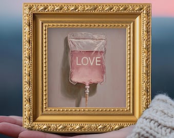 Original Love IV Oil Painting, Small Romantic Wall Art, Handmade Canvas Artwork, Valentine Decor Gift