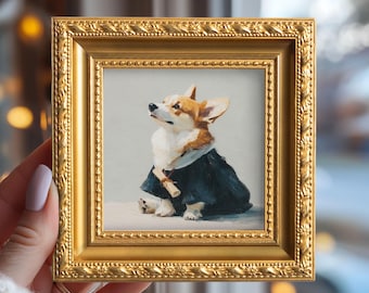 Small Graduation Corgi Oil Painting, Original Hand Painted Dog, Commission Portrait, Study Room Wall Art, Gift For Student & Dogs Mom