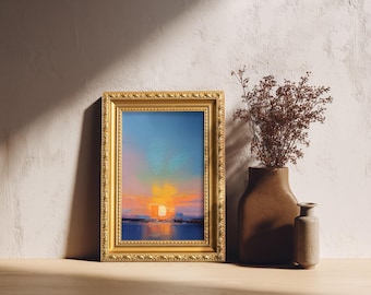 Abstrakte Landschaft Kunst, Sonnenuntergang Sonnenuntergang, handgemaltes Original, moderne Kunst, Geschenk für Freundin