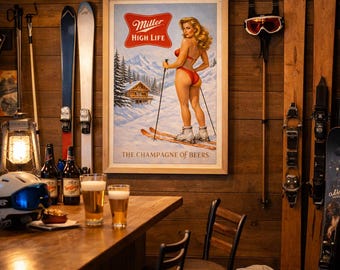 Impression d'affiche de ski de bière vintage