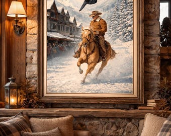 Impression de ski-joëring | Ouest | Affiche de ski vintage