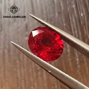 Jedi Red Ruby Oval | Intense Saturated Red Lab Grown Gemstone | 6X7 mm Loose Stone for Jewelry Making| Jewelry Making