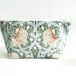Neceser de maquillaje William Morris Pimpernel, de tela verde ocre, con cremallera, organizador de artículos de tocador, accesorios de viaje, bolso de mano, regalo Art Nouveau