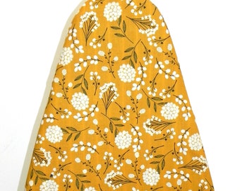 TABLETOP Ironing Board Cover Mustard fabric cream Flowers Laundry Home Housewarming gift idea Cleaning RV Student dorm Sewing Kitchen Iron
