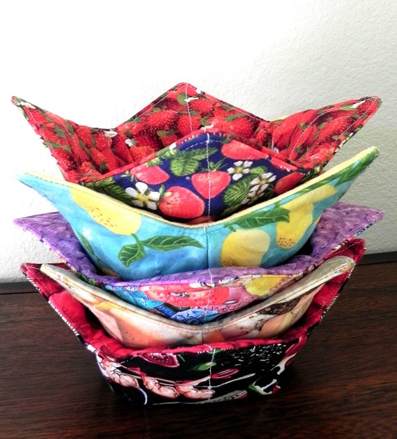 Microwave Bowl Cozy, Reversible Cozy, Hot Soup Bowl Holder