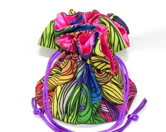 Travel Jewelry Pouch Drawstring Pockets Organizer Bridal Tote Rainbow fabric Wedding Bridesmaids Essential Oils Crystal Case Vacation