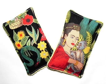 Reusable Sponges Washable Reusable Eco Friendly 2 Dish Non Sponges Frida Kahlo Lovers Hostess Gift idea Cleaning RV Frida's Garden Fabric