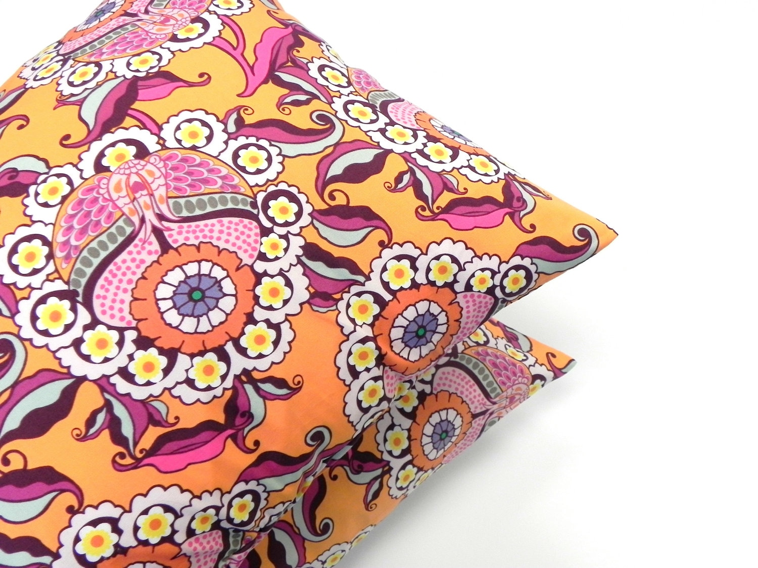 Halloween Kissenbezüge 2er-Set - Violette Spinne & Krähe 40x40cm Samt Bezüge