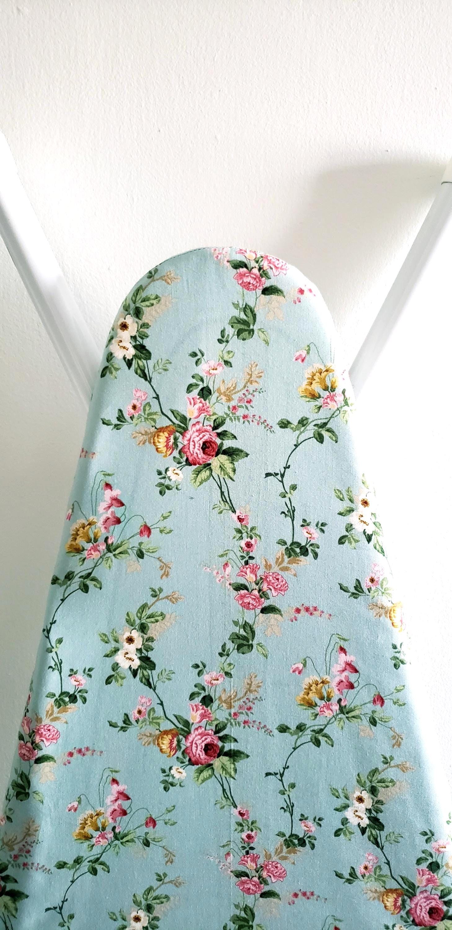 Ironing Board Cover Blue Floral Fabric Laundry Housewares Sewing Room Kitchen Gift idea Iron Bedroom Decor Custom Cover Home Cleaning