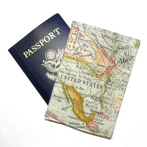Passport Cover Old World Map fabric United States San Francisco Passport Holder Travel Case accesory Vacation Trip Cruise Holiday Wallet