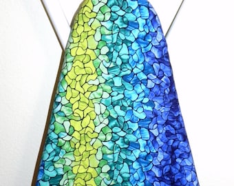 Ironing Board Cover Stained Glass Fabric Blue Green Aqua Kitchen Bedroom Decor Housewarming gift idea Cleaning Custom Cover Sewing Room