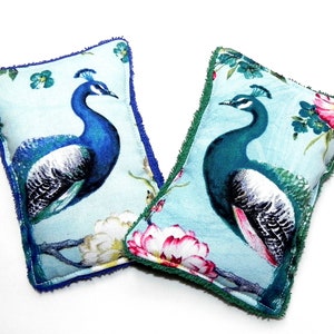 Reusable Washable Eco Friendly Peacock Sponges Set of 2 Kitchen Shower Bath Sponges Housewarming Hostess gift for Bird Lovers Eco Sponges