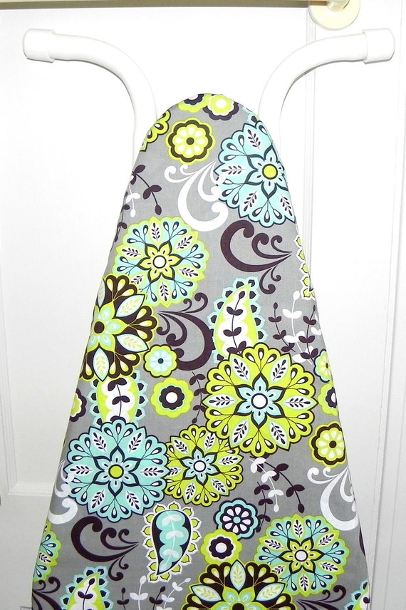 Ironing Board Cover Floral in Lime green and Turquoise Etsy