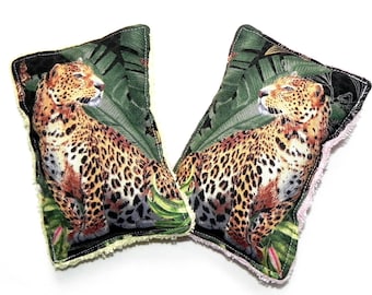 Wiederverwendbare waschbare umweltfreundliche Schwämme Spotted Leopard Set von 2 Küche Dusche Badeschwämme Housewarming Gastgeberin Geschenk Dschungel Wildtier