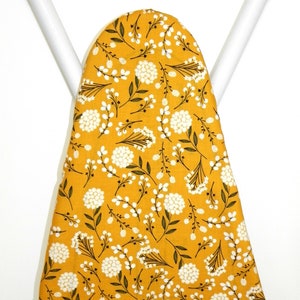 Ironing Board Cover Mustard Fabric Flowers Laundry Housewares Sewing Room Kitchen Gift idea Iron Bedroom Decor Custom Cover Home Cleaning