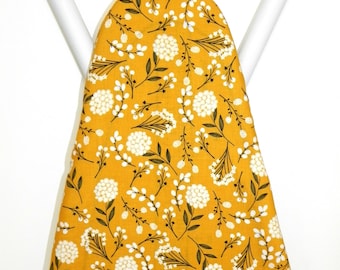 Ironing Board Cover Mustard Fabric Flowers Laundry Housewares Sewing Room Kitchen Gift idea Iron Bedroom Decor Custom Cover Home Cleaning