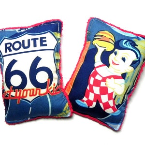 Herbruikbare sponzen Wasbaar Eco Friendly Dish Sponges Set van 2 Keuken Douche Route 66 Vintage Stof Big Boy Hamburger Fast Food Collectable