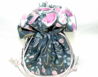 Kordelzug Reisetasche Schmuck Organizer Braut Beutel Grau Rosa